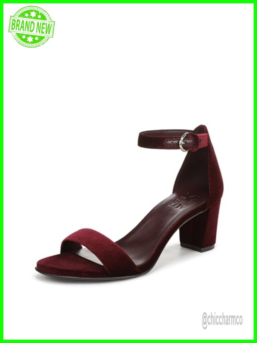 Vera Block Heel Dress Sandals Ankle Strap Open Toe Velvet